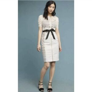 Anthropologie Beguile by Byron Lars Cream  Nude Lace Dress Size 2 No Belt